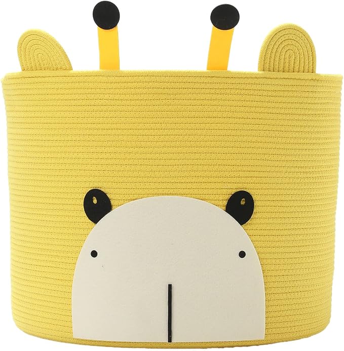 Bear Animal Basket, Large Cotton Rope Storage Basket, Woven Laundry Hamper by Cottonphant