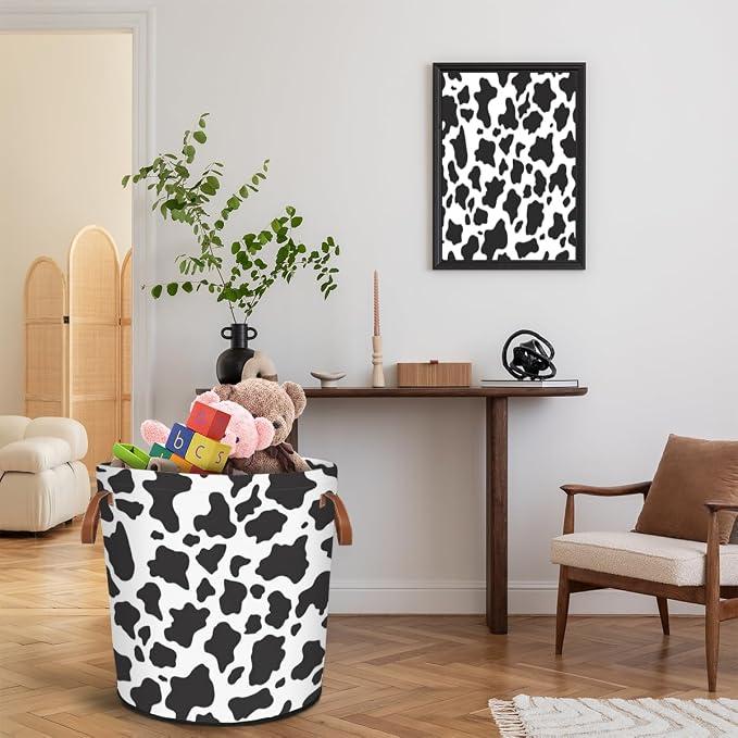 Cow Print Laundry Hamper Waterproof Collapsible Basket - Image 7