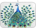 Vivid Pattern Extra Large Kitchen Dish Drying Mat, Elegant Peacock Spreads Tail by Unknown