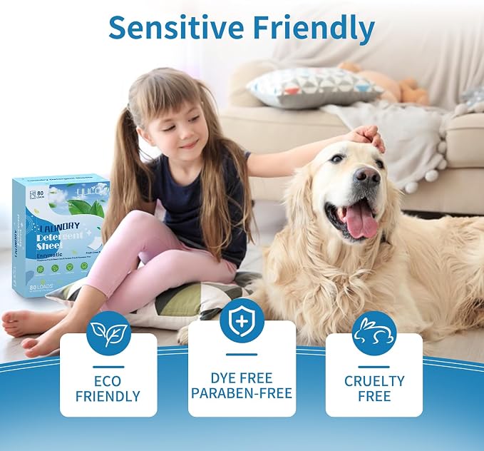 YUCO Laundry Detergent Sheets 80 Loads, Eco Friendly Laundry Soap Washer Sheets - Image 8