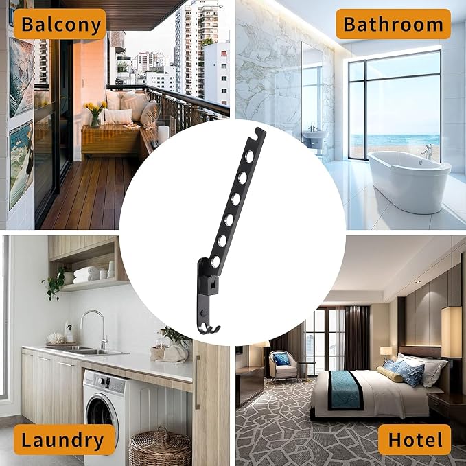 JOOM Retractable Folding Wall Mounted Clothes Hanger Rack Clothes Storage - Image 7