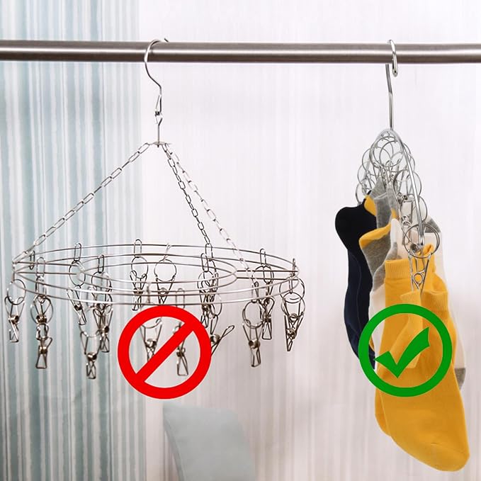 Toplife Clothes Hanger with 10 Clips, Stainless Steel, - Image 2