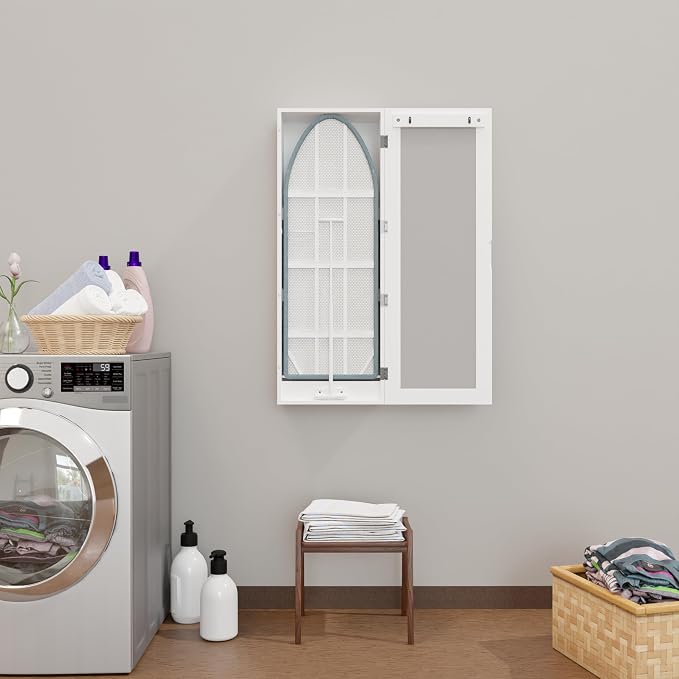 Wall Mounted Ironing Board Cabinet, Built in Foldable Ironing Board Closet - Image 2
