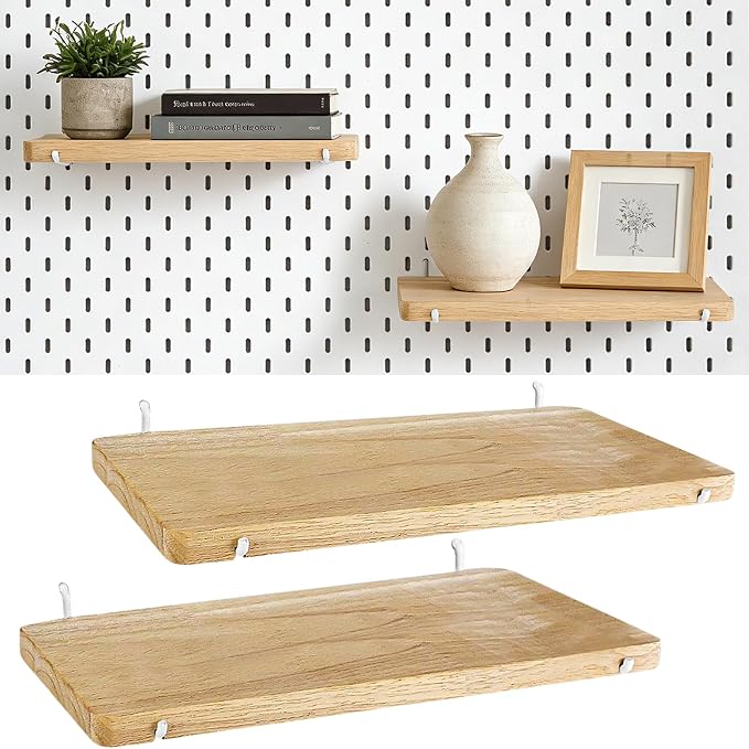 Pegboard Shelf Set of 2, High Stability Wooden Shelf by MVRPOWER