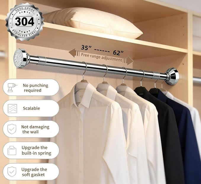 Telescopic clothes rod, adjustable clothesline rod, shower curtain rod - Image 3