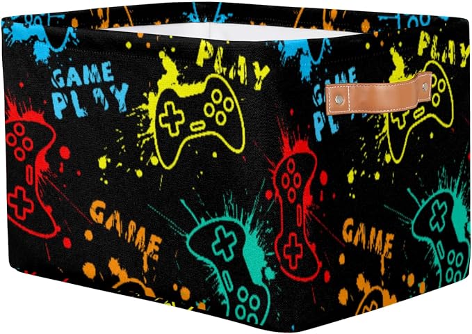 Boys Storage Basket for Kids Video Game Rectangular Collapsible Bin - Image 2