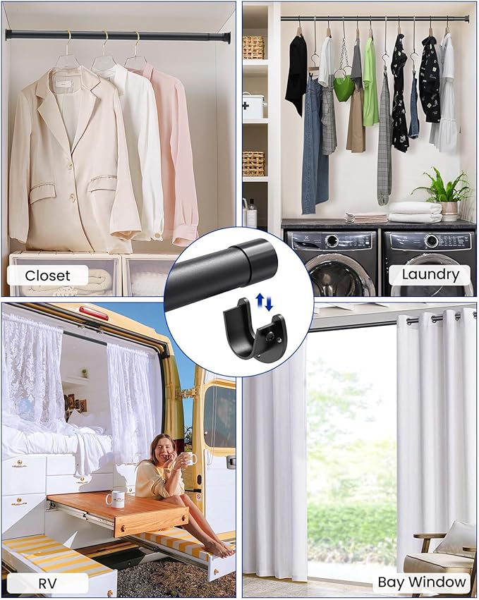 2 PACK Closet Rods for Hanging Clothes, 17 to 39 Inches Stepless Adjustable - Image 6