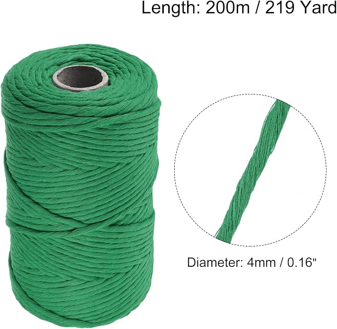 MECCANIXITY Cotton Rope Twisted Braided Twisted Single Strand Cord, Fresh Green - Image 2