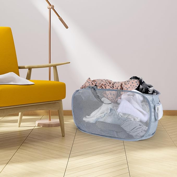 4 Piece Popup Mesh Laundry Basket Durable Handles Collapsible Laundry Baskets - Image 6