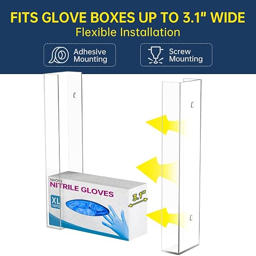 NiHome Multi-Tier Clear Acrylic Wall Mount Glove Box Holder Tissue Box Dispenser - Image 3