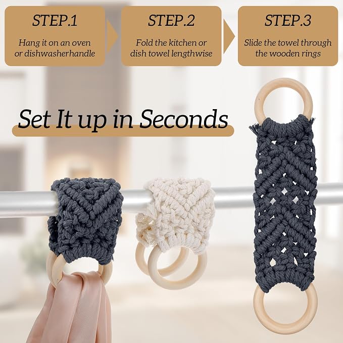 2 Pcs Handmade Crochet Dish Towel Holder Boho Kitchen Dish Towel Holders Knit - Image 6