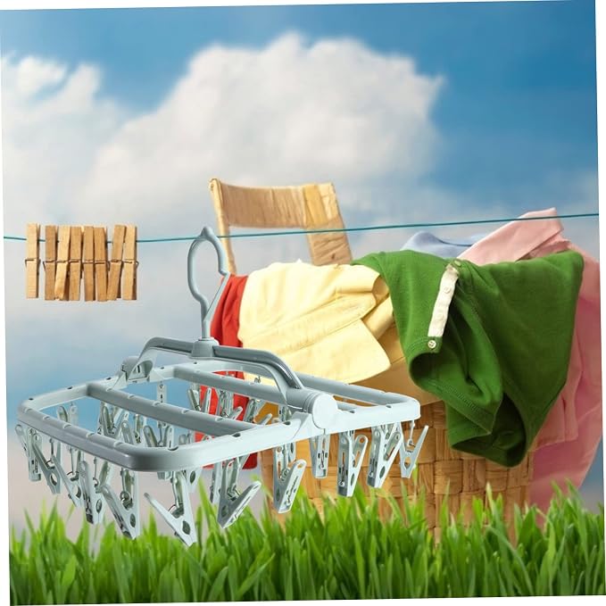 Foldable Clip Drying Rack for Boy Girl Socks and Underwear Clips Space-Saving - Image 7