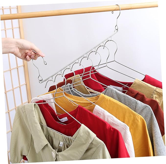 2Pcs Stainless Steel Clothes Hangers Multi Port Storage Rack - Image 8