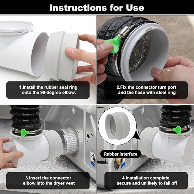 4Inch Dryer Vent Hose 10FT, Rubber Interface Dryer Vent Connector Kit - Image 5