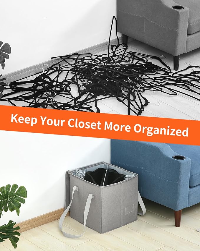 Qozary 2 Pack Clothes Hanger Organizer Bag-Rigid Hanger Storage Containers - Image 6