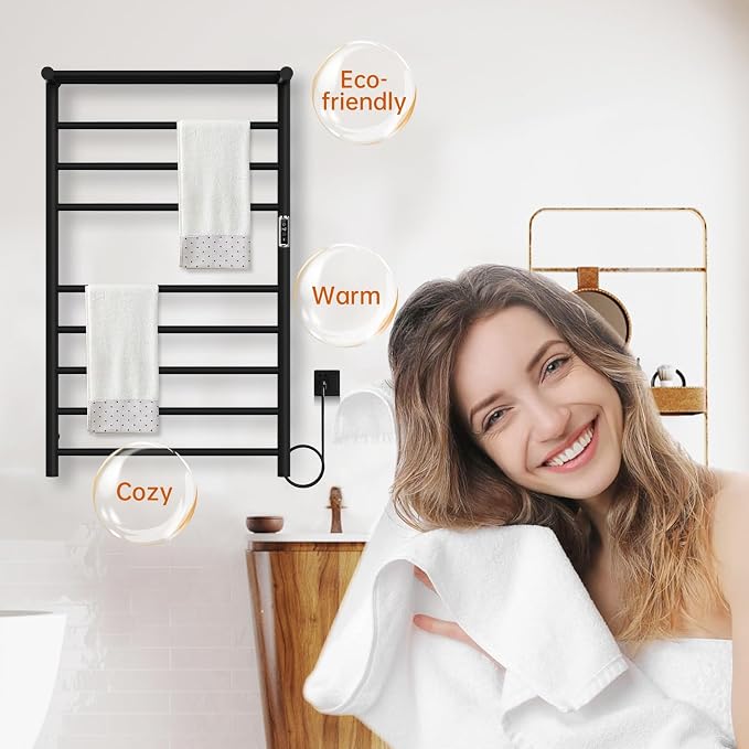 Towel Warmer Rack, 3+3+5 Bars Wall Mounted Towel Heater Towel Warmer - Image 3