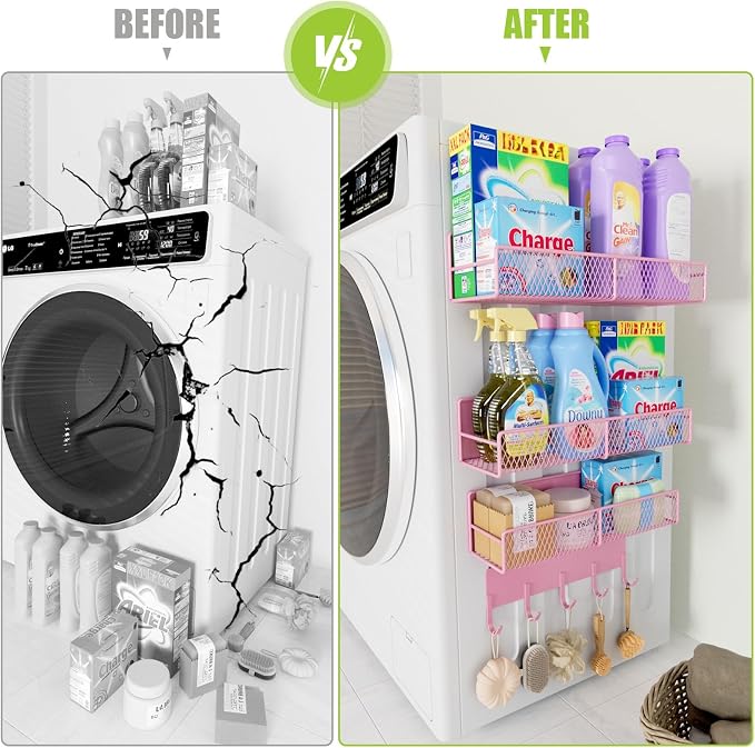 4 Pack Magnetic Shelves for Washing Machine, Heavy-Duty Magnetic Laundry - Image 5