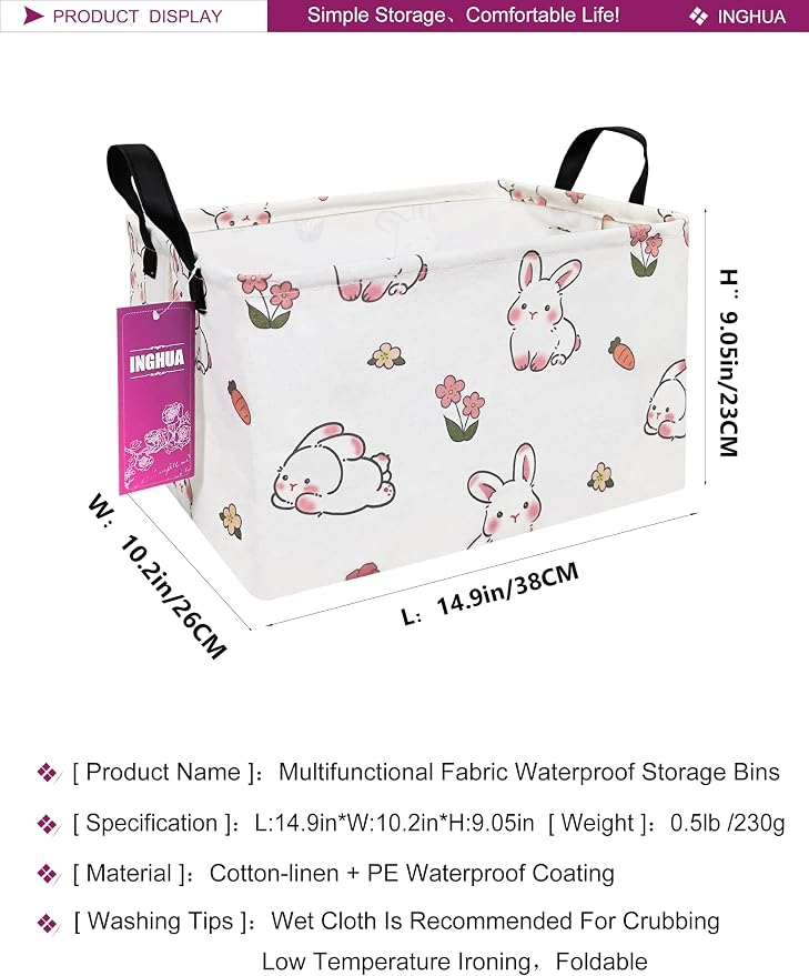 Rectangular Storage Basket Fabric Organizer Bin - Image 2