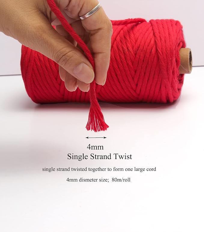 4 Skeins of 4mm X 80m Single Strand Macrame Cord Handmade Decorations Softer - Image 3