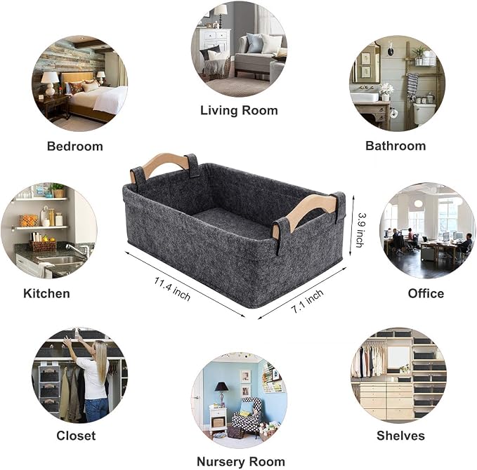 Small Storage Basket Soft Felt Collapsible Baskets Storage Bins - Image 5