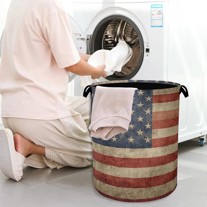 Vintage Flag Laundry Basket, Oxford Cloth Laundry Hamper - Image 7