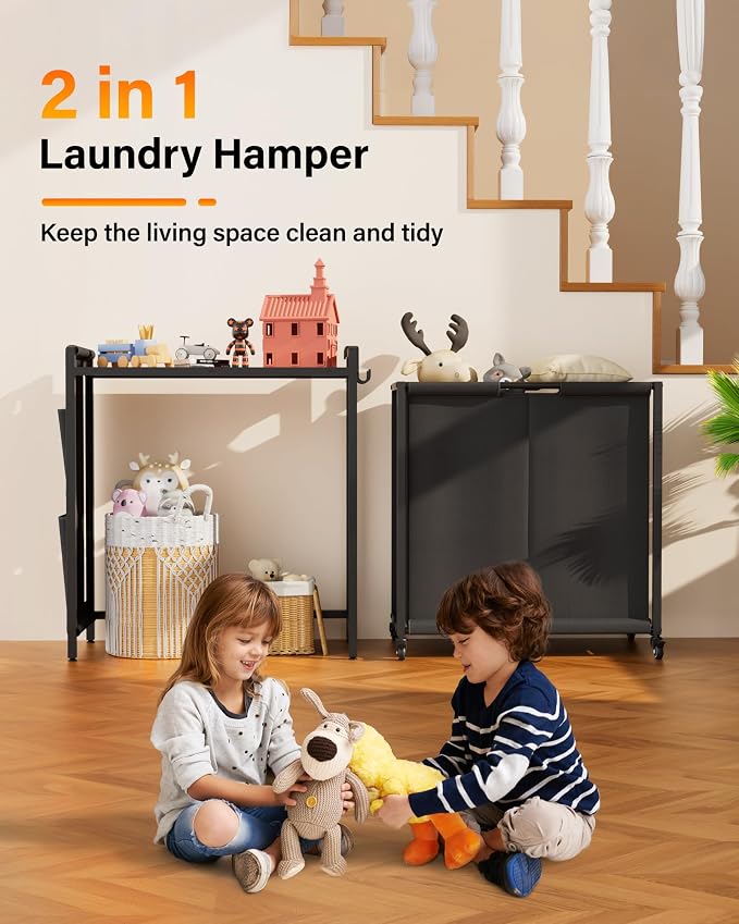 Laundry Hamper Sorter 2 Section 103L: Rolling Laundry Basket Organizer - Image 4