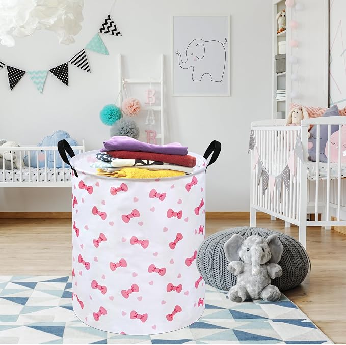 19.7" Round Kids Laundry Basket Gift Basket Storage Laundry Hamper Laundry - Image 3