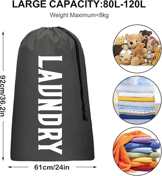 Laundry Bag, Travel Laundry Bag Machine Washable Dirty Clothes Organizer - Image 6