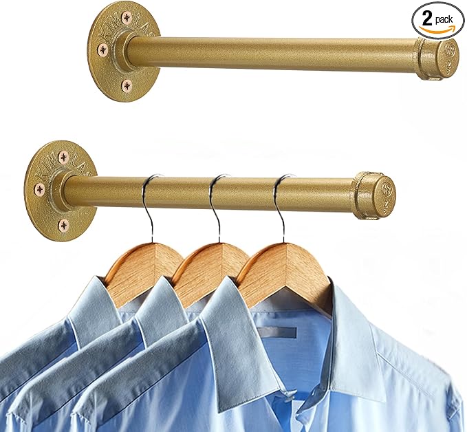 Sumnacon 2 Pack 12 Industrial Pipe Wall Mounted Clothing Rack Bar by Sumnacon
