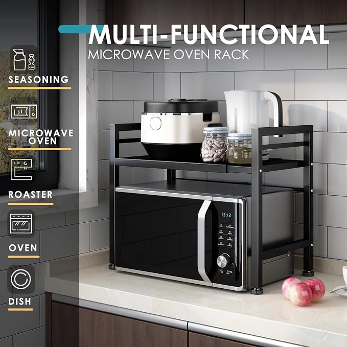 DOLALIKE Microwave Oven Rack, Expandable Microwave Stand Countertop Kitchen - Image 3