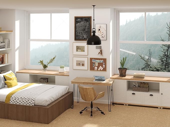 Wooden Folding Desk Portable Folding Wood Table 43in Fold-Down Workbench No - Image 2