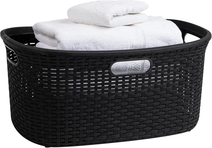Mind Reader 40L Laundry Basket, Clothes Hamper, Premium Wicker Design by MindReader
