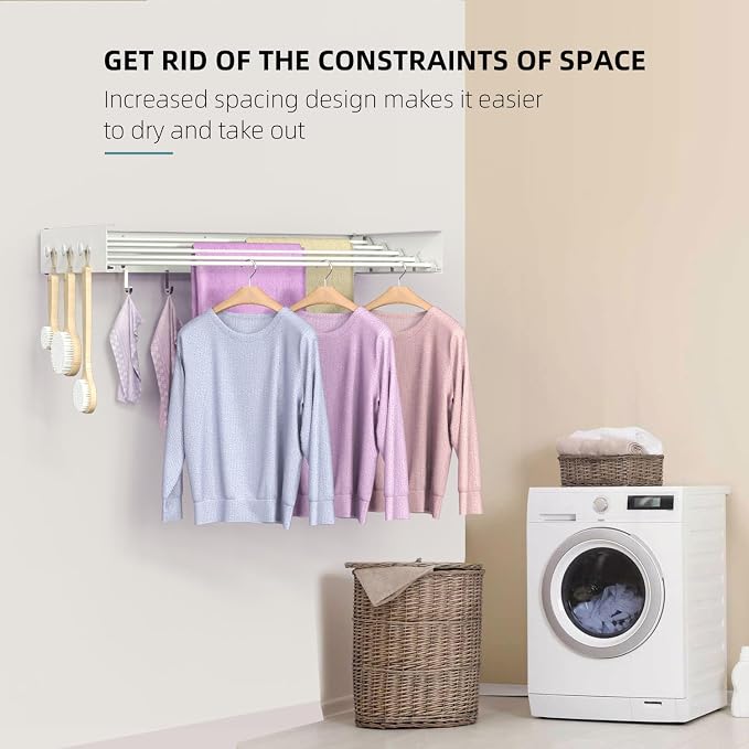Drying Rack Clothing, Clothes Drying Rack Wall Mounted, Laundry Drying Rack - Image 3