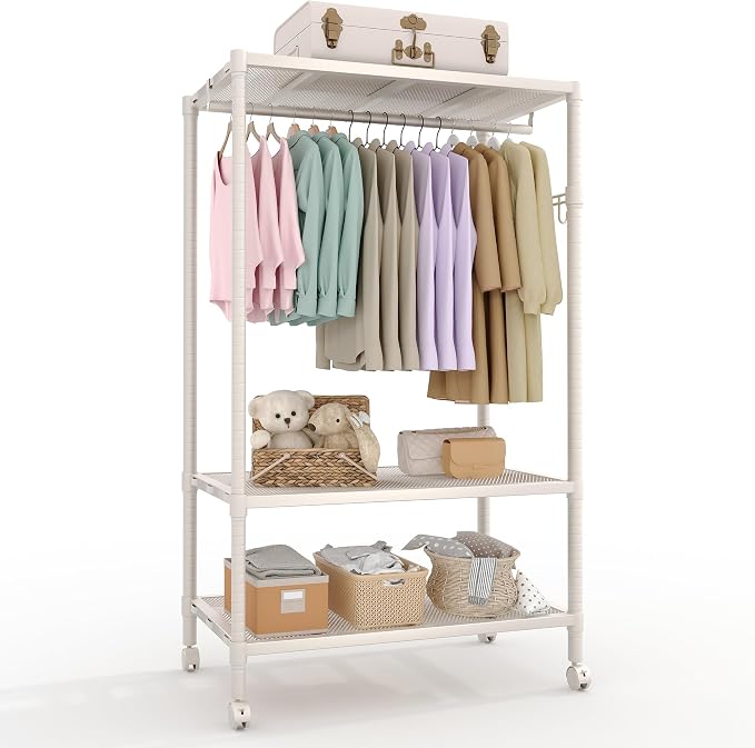 Rolling Garment Rack 70"H Metal Clothes Rack by IDEALHOUSE