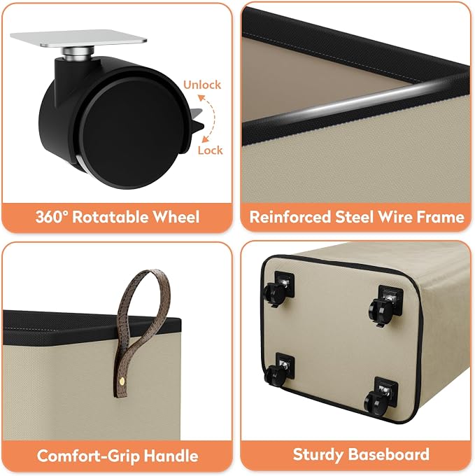 Laundry Basket with Wheels, Collapsible Laundry Baskets, Laundry Hamper with - Image 7