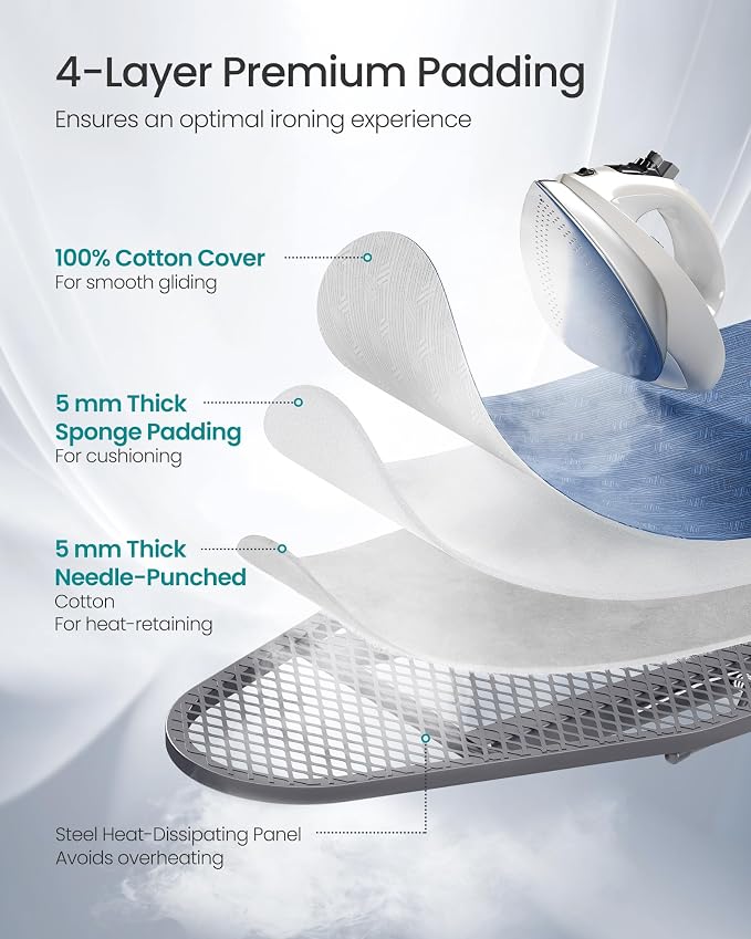 SONGMICS Ironing Board, Retractable Iron Rest, Foldable Iron Board, 43 x 13 - Image 5