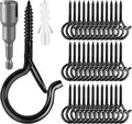 50 Pack Screw-in Hooks for Outdoor String Lights, Q Hangers Light Outside by FSAH