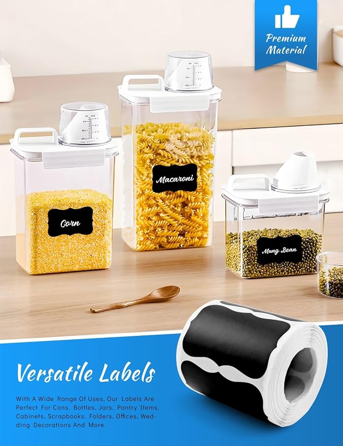300 PCS Wavy Shape Chalkboard Labels, Erasable Reusable Blackboard Stickers - Image 3
