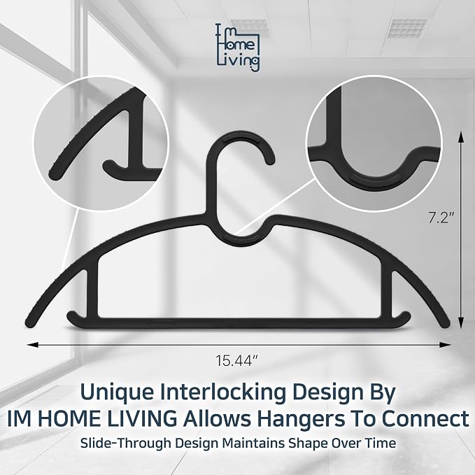 15" Compact Slim & Slimlink Interlocking Clothes Hangers, Space-Saving - Image 2