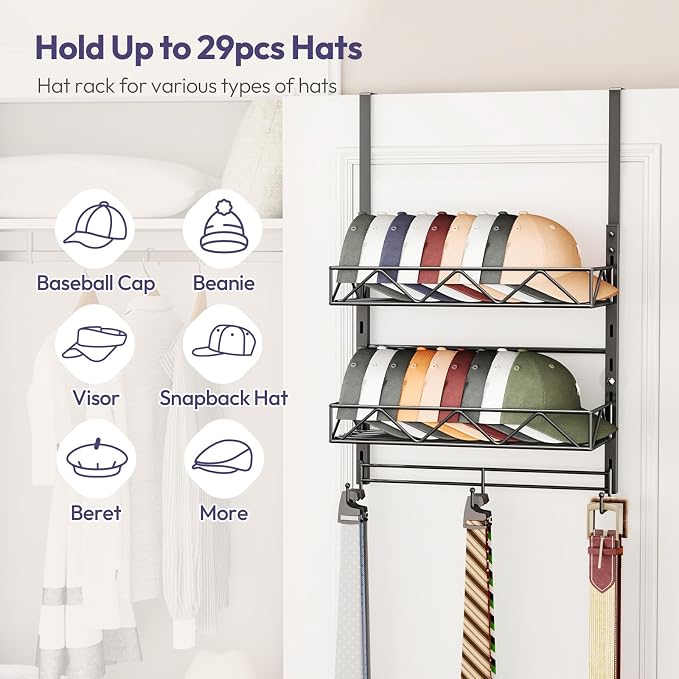 SWTYMIKI Over Door Hat Organizer - Image 2