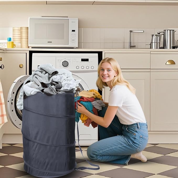 BATTOO Extra Large 107L Strong Laundry Hamper 17.5" x 27" Collapsible Laundry - Image 2