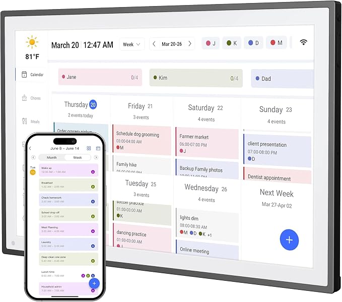 Digital Calendar, Smart WiFi Electronic Calendar&Chore Chart, IPS Touch Screen by Unknown