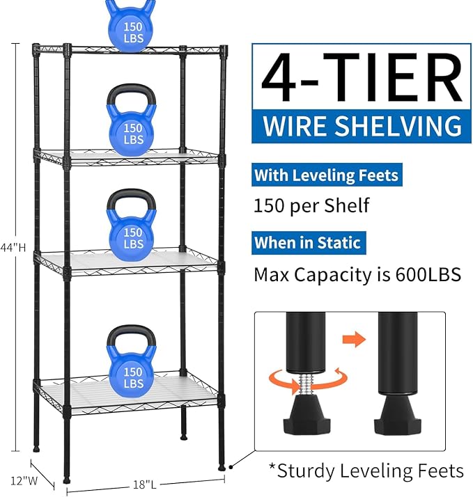 Meet perfect 4-Tier Wire Shelving Unit - Image 2