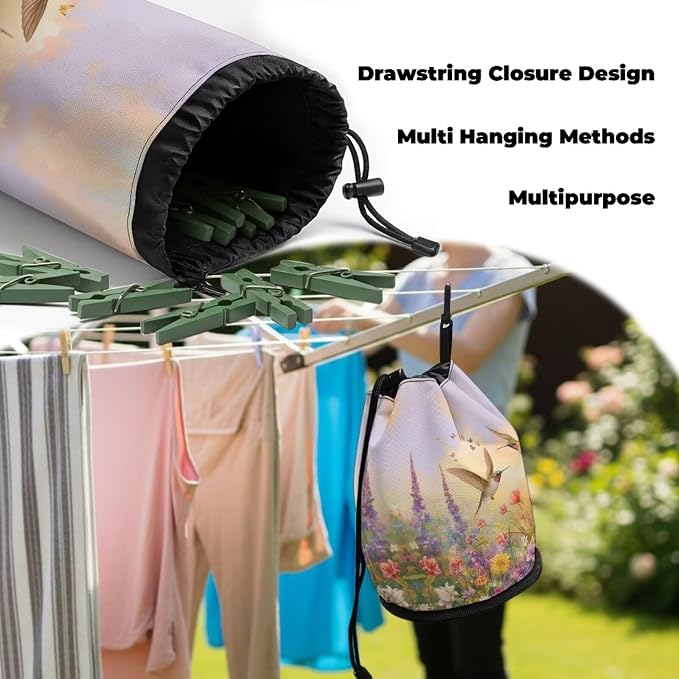 Hummingbird Floral Clothespin Bag - Image 6
