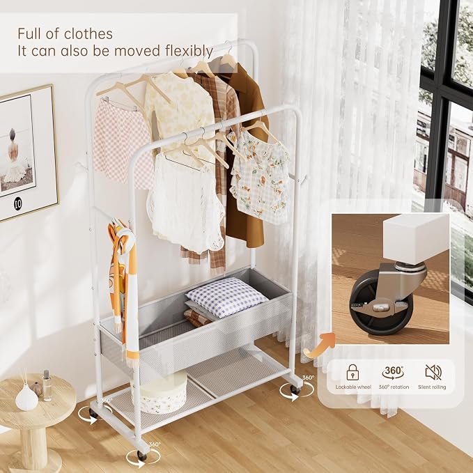 Clothes Garment Coat Rack Drying Clothing Racks Metal Freestanding - Image 3