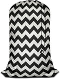 Swono Large Laundry Collapsible Laundry Bag Zigzag Pattern Vintage Wavy Stripes by Swono