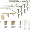 Heavy Duty Folding Shelf Brackets 16 Inch 4-Pack, Collapsible Wall Mounted by Medach