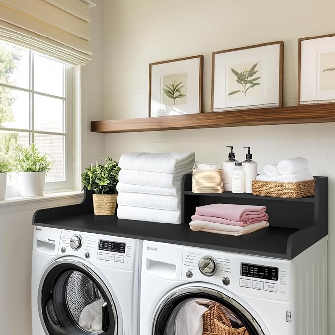 Kaboon Washer Dryer Countertop 2 Tier 58 inches Wide, Laundry Shelf Topper - Image 2