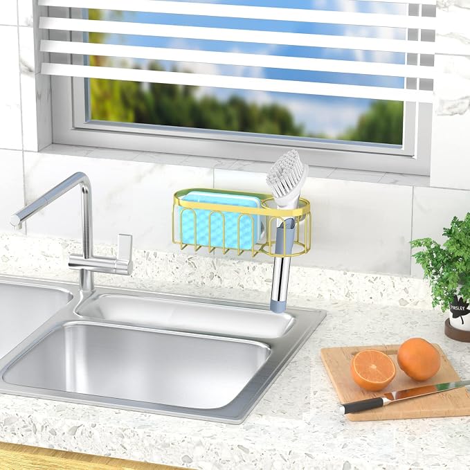 Yazoni 2-in-1 Sponge Holder for Kitchen Sink, Sink Caddy Kitchen Sink Organizer - Image 5