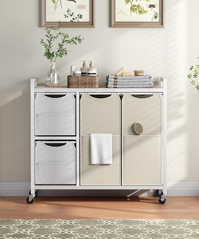 HOOBRO Laundry Sorter with 4 Section, 34 Gal. Laundry Hamper with Wheels - Image 8
